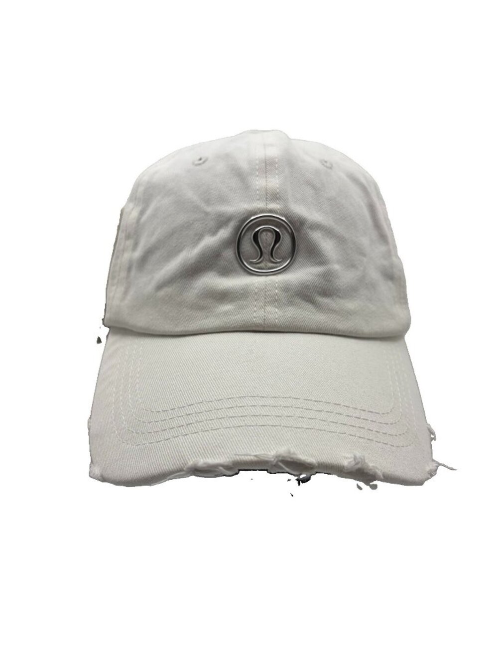 Lululemon Distressed Baseball Hat Cap Strapback Logo White Merino Wool Blend NWT
